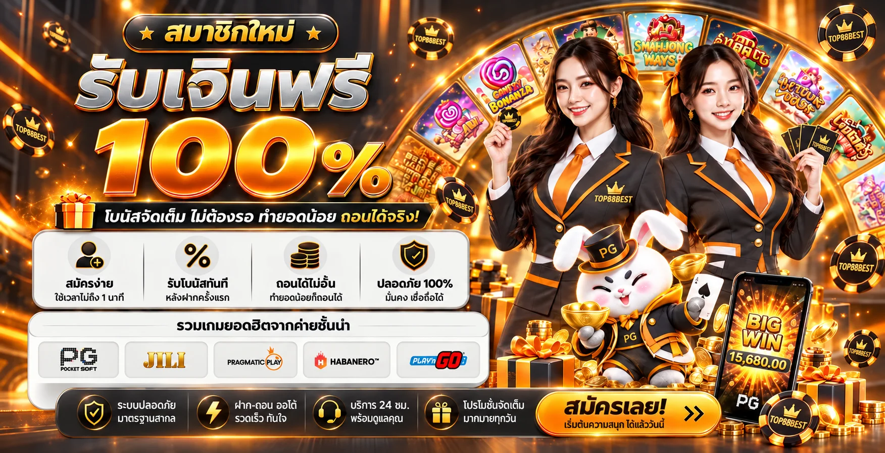TOP88BEST สล็อตออนไลน์ โบนัสสมาชิกใหม่และค่ายเกม